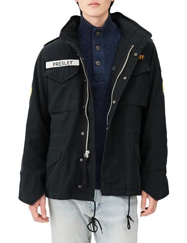 S_ブラック [ヒューストン] CUSTOM M-65 JACKET(PRESLEY) メンズ 51280 Black