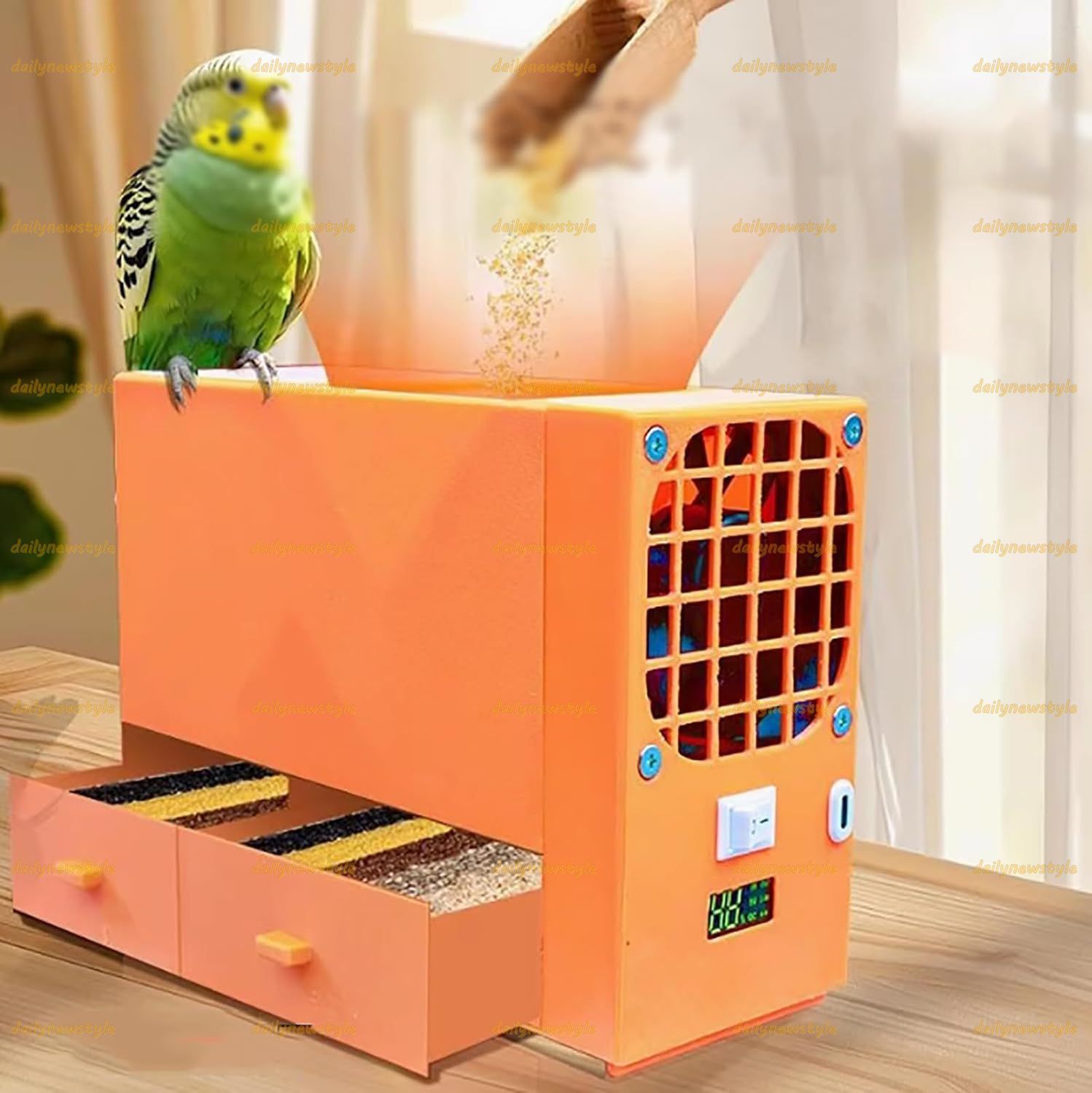 人気推薦◆鳥用餌吹き出し機 ダブルドロワー付き鳥用餌吹き出し殻割り機 微細粒子を高効率で捕捉 デジタルディスプレイ キビ 雑穀類に最適