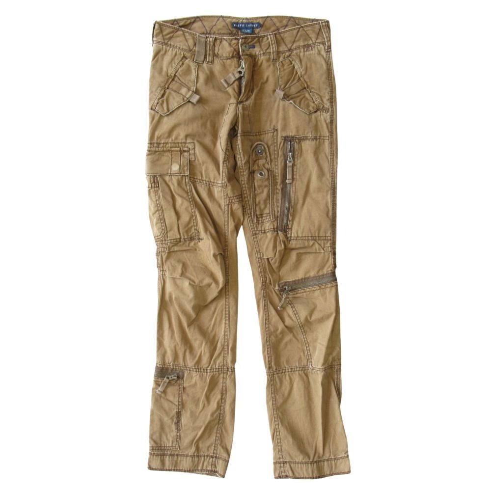 RALPH LAUREN ラルフローレン パラシュート カーゴ パンツ ミリタリー サイズ7 茶 ブラウン レディース 古着