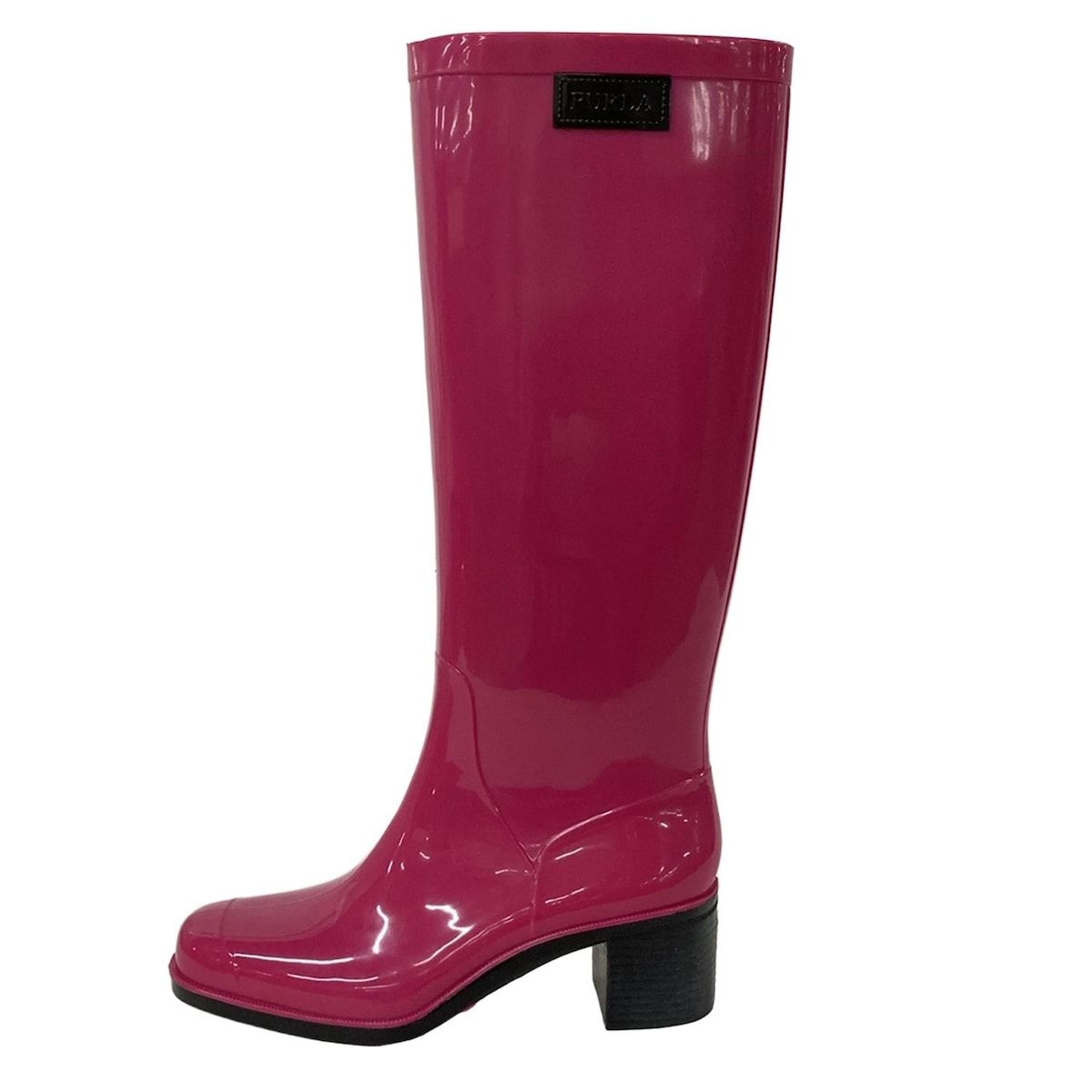 FURLA フルラ レインブーツ 37 レディース - ピンク×黒 インソール取外し可
