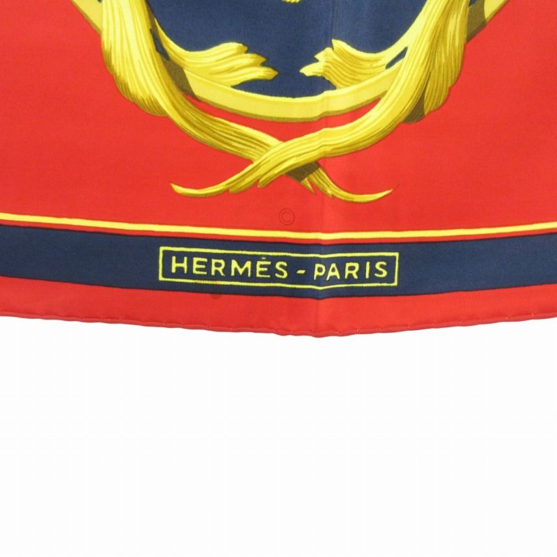 HERMES エルメス スカーフ カレ シルク 王冠 バンダナ レッド ネイビー