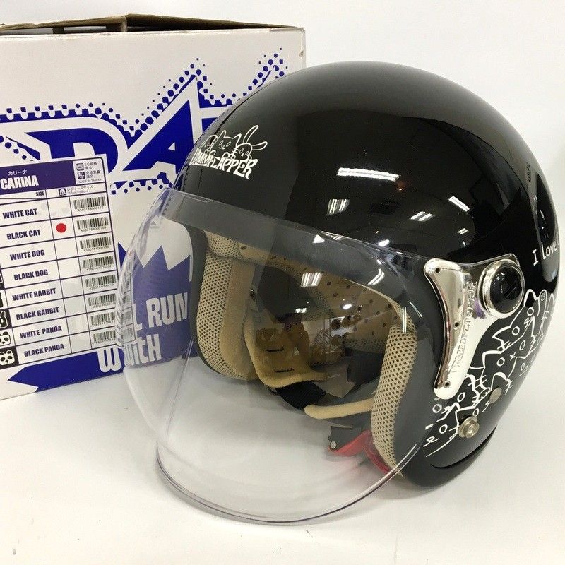 ダムストラックス★ジェットヘルメットILoveCat猫好きな方へ白57〜58cm ダムストラックス☆ジェットヘルメットILoveCat猫好きな方へ白57〜58cm