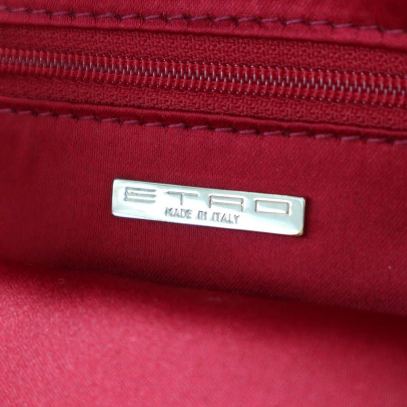 ETRO エトロ ペイズリー柄 ツイード/クロコ型押しレザ―/ビジュー  