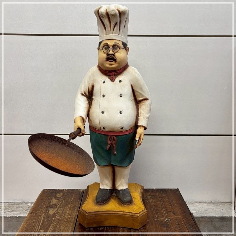 レトロ コックさん 人形 輸入品 高さ77cm シェフ 恰幅の良い メガネ