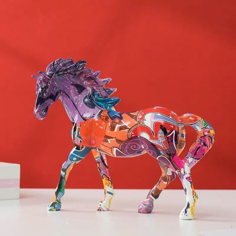新品未使用オブジェ 馬 グラフィティ カラフル ブルー おしゃれ かわいい インテリア 北欧 ディスプレイ 工芸品 装飾品 動物 アニマル プレゼント  4-7 - メルカリ