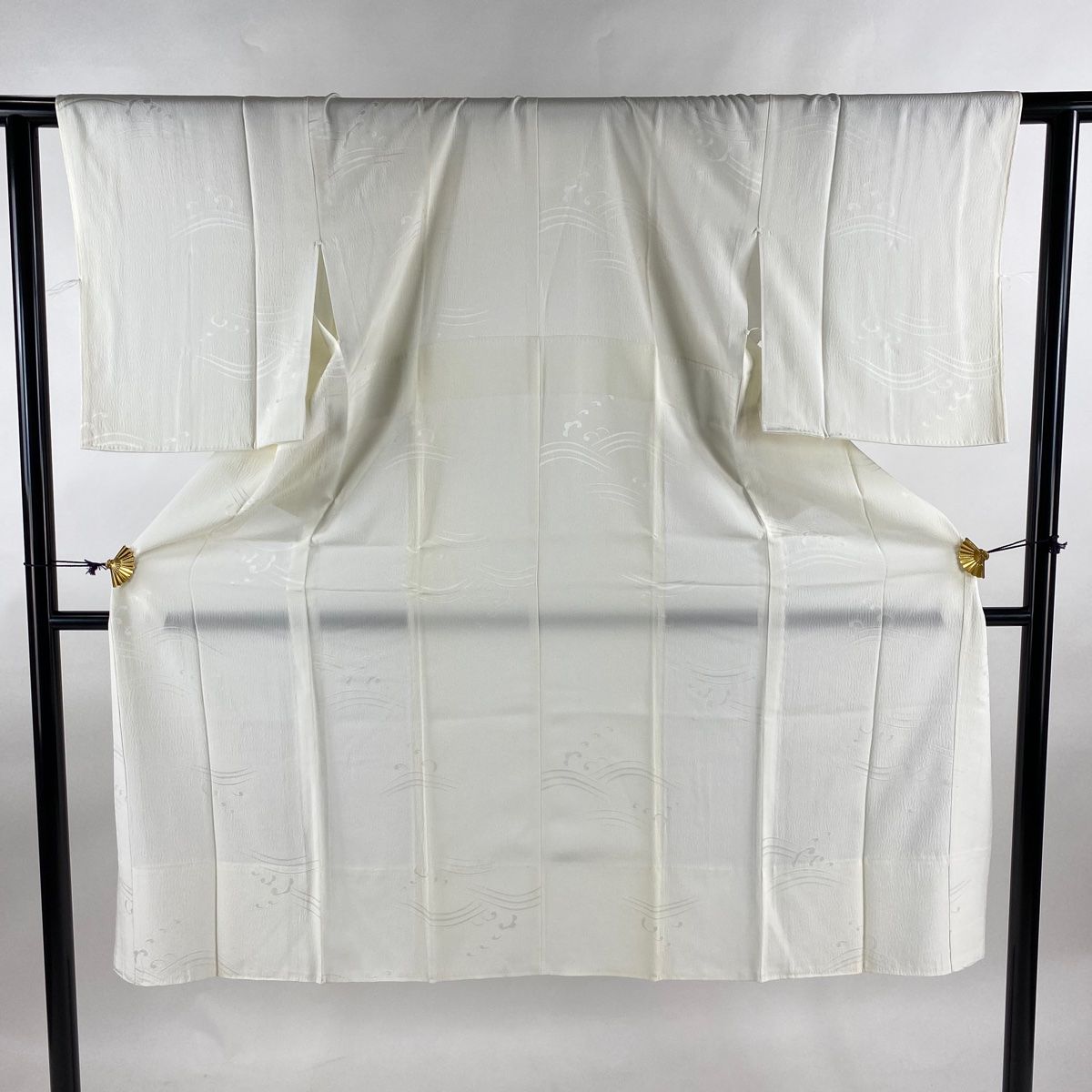 長襦袢 身丈123cm 裄丈61cm S 地紋 クリーム 正絹 秀品