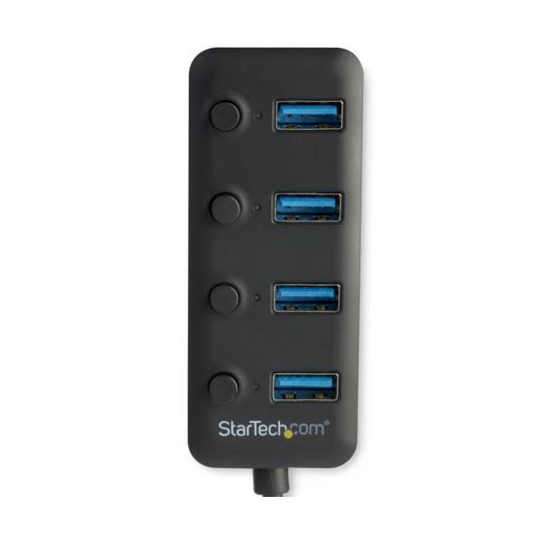 StarTech.com 4ポートUSB3.0ハブ USB-A×4口 オン オフ スイッチ付き ブラック HB30A4AIB1個