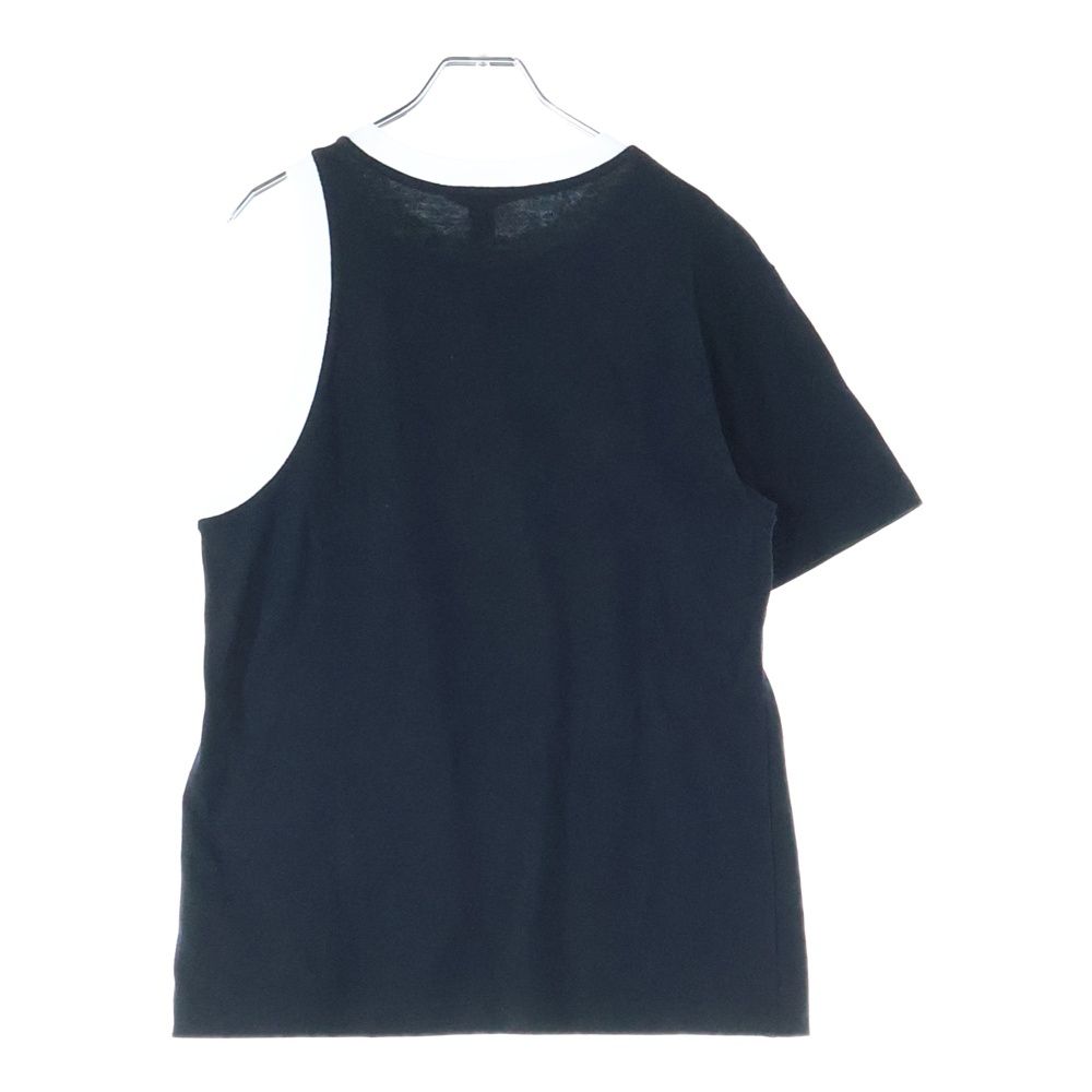 LOUIS VUITTON ルイヴィトン 23AW コントラスト トリム LVチェーン装飾 クルーネック 半袖 ノースリーブ Tシャツ カットソー ゴールド金具 ブラック|ホワイト RW232W OB0 FPJT08