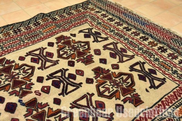 RAGS035 トライバルラグ 192cm×116cm アフガンキリム 手織り