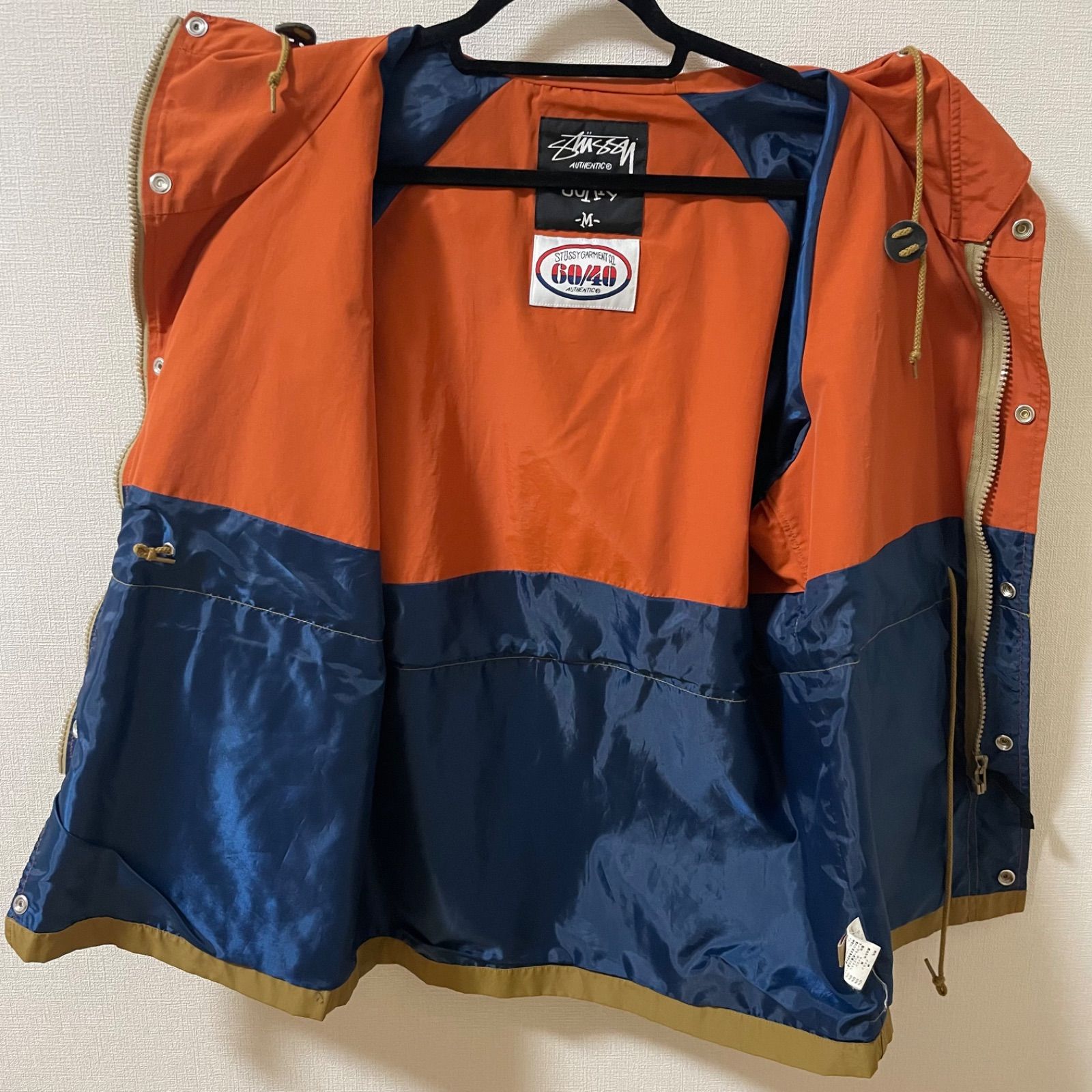 ステューシーマウンテンパーカー60/40クロスLサイズ希少ロゴパッチ