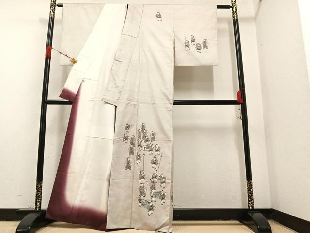 平和屋着物○訪問着 本場染大島紬 作家物 手描き 童大名行列 正絹 逸品  