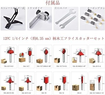 電動トリマー 木工用 透明ベーストリミング溝切り アルミシェル 木材の