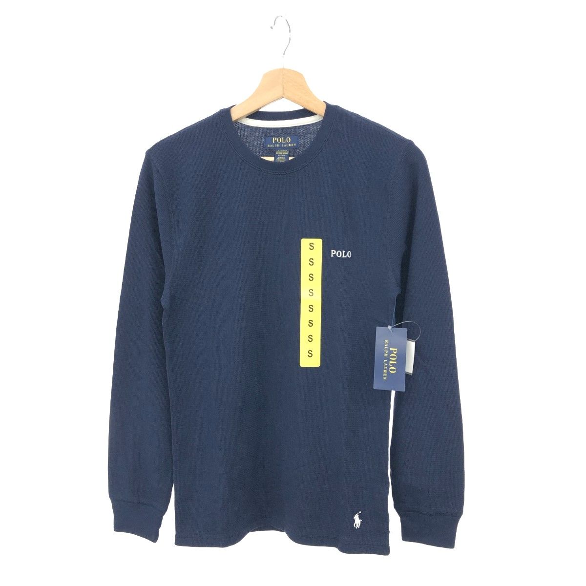 未使用品 POLO RALPH LAUREN ポロラルフローレン  長袖カットソー Sサイズ  ネイビー コットン混 メンズ ロゴ刺繍 ワッフル　241011006303