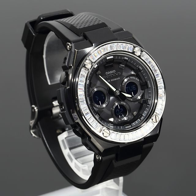 G-SHOCK ブラック GST w300 G-Steel ブラック バケットCZダイヤ ...