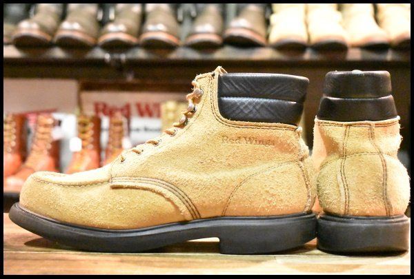 【9D 良品 羽タグ】レッドウィング 8128 スエード スーパーソール 編み上げ ブーツ タン ラフアウト プレーントゥ redwing HOPESMORE 8.5D 中古 旧羽タグレッドウィング 8118 スエード スーパーソール