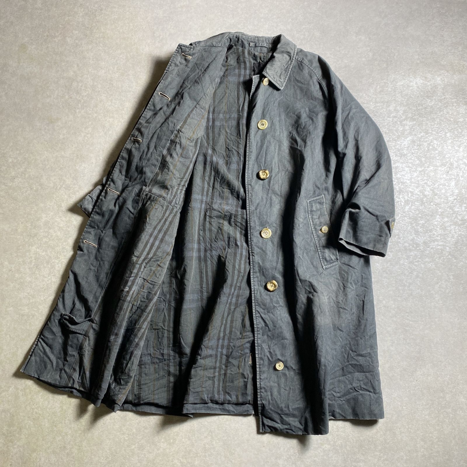 ☆イングランド製/Burberry/後染め加工 ノバチェック裏地 ブラック