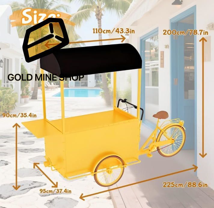 逆シート付き三輪車フードカート テールライト付き屋台食品販売三輪車 ショッピングモール ナイトマーケット用の食品飲料ディスプレイ自転車カート 白