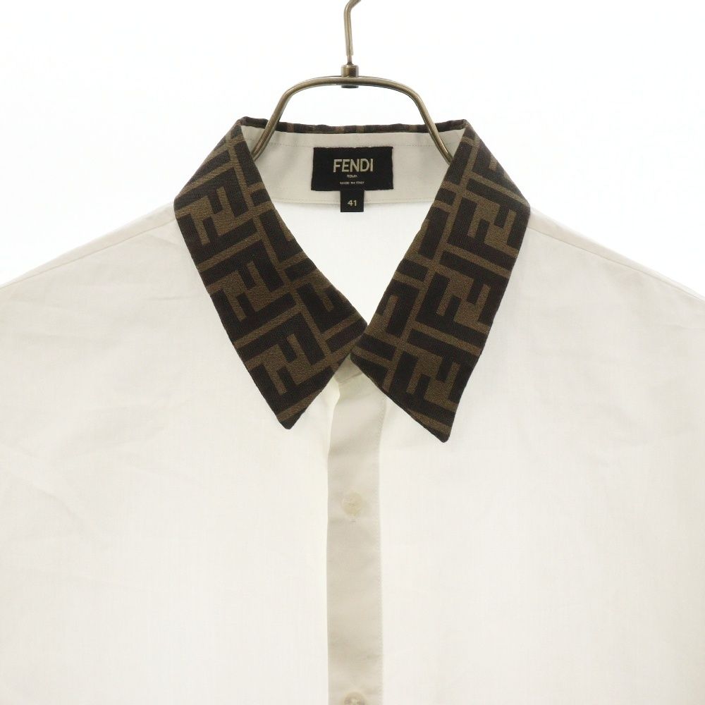 FENDI (フェンディ) ズッカ柄 FF コットン長袖シャツ FS0751 A4S6  