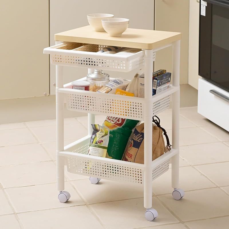 山善(YAMAZEN) ワゴン キャスター付き 引き出し付き サイドワゴン 3段