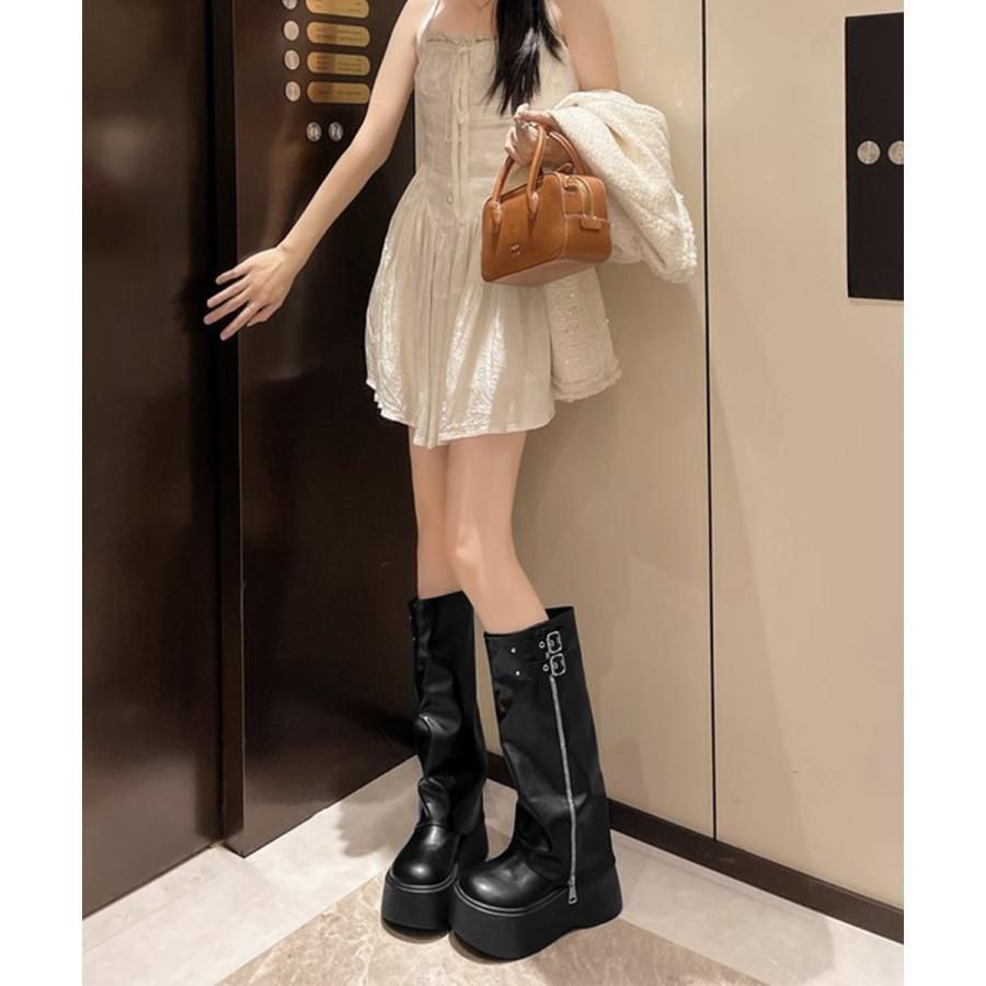 11色展開！国内発送カバーロングブーツ厚底 ルーズシルエット 転倒防止