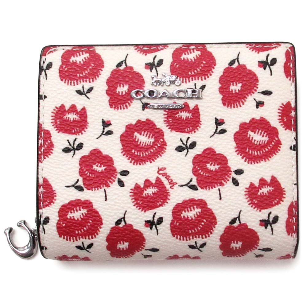 ♥ コーチ 財布 COACH アウトレット スナップウォレット フラワープリント 花柄 二つ折り財布 CBO76 SVWGZ