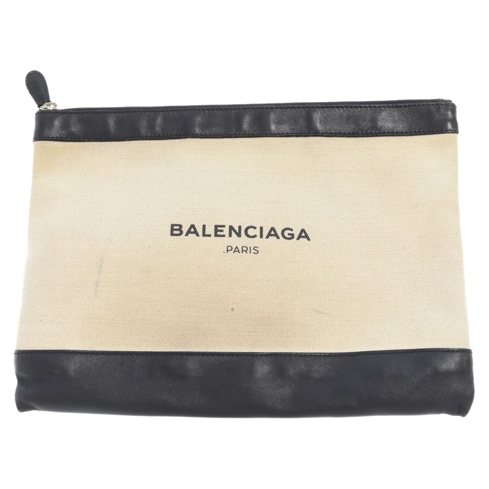 BALENCIAGA (バレンシアガ) ネイビークリップM レザー切り替えクラッチ