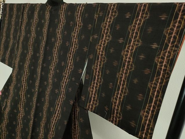 平和屋着物▽本場大島紬 単衣 変わり縞 正絹 逸品 AAAZ9303fy