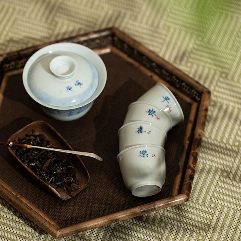 農耕風景イラストの陶製茶杯 13点 ホーム＆キッチン 農耕風景イラスト