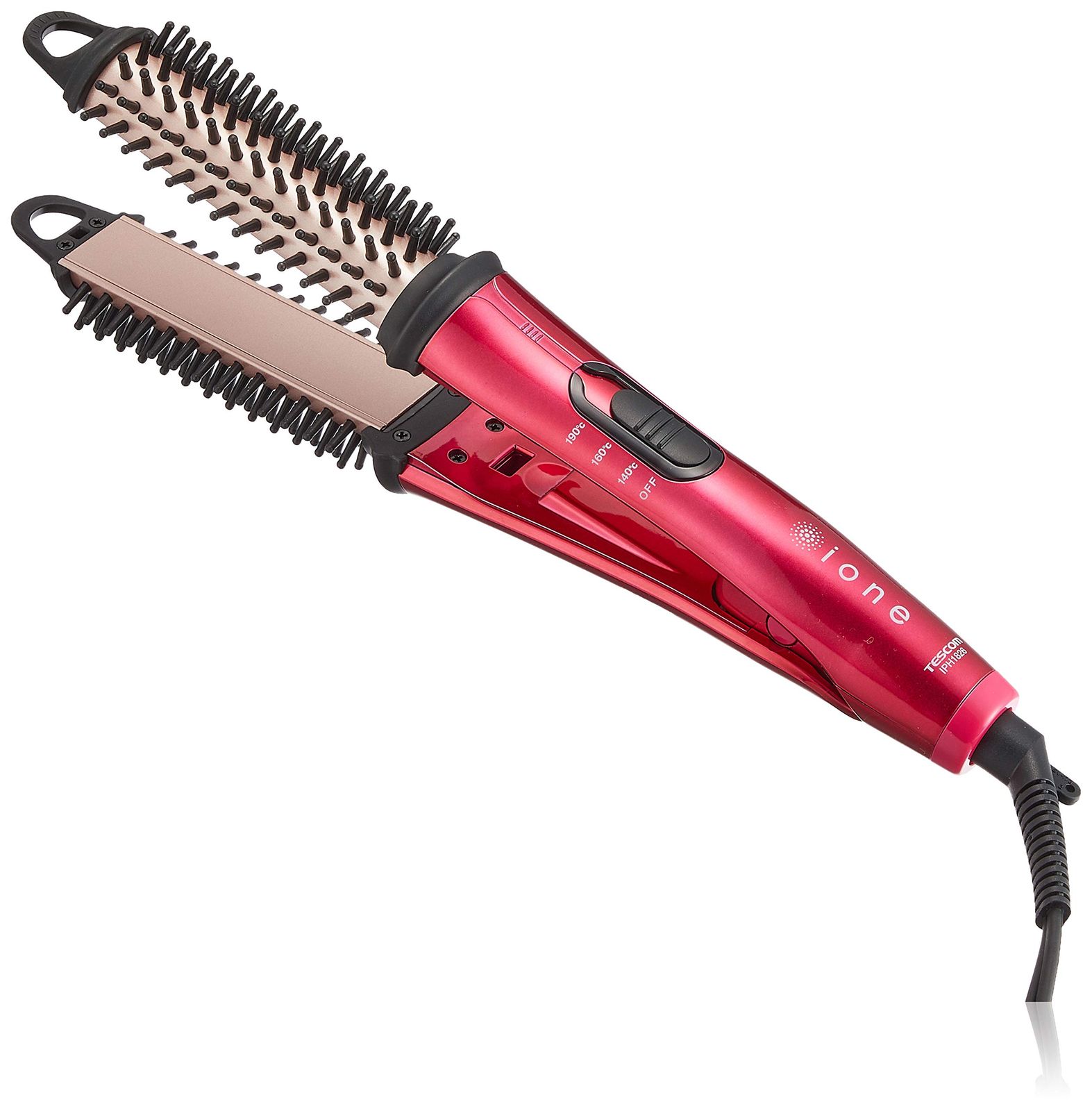 テスコム (TESCOM) ヘアアイロン ブラシタイプ ストレート & 26mm 2WAY マイナスイオン付 ione スパークルピンク IPH1826-P [直径:26mm]