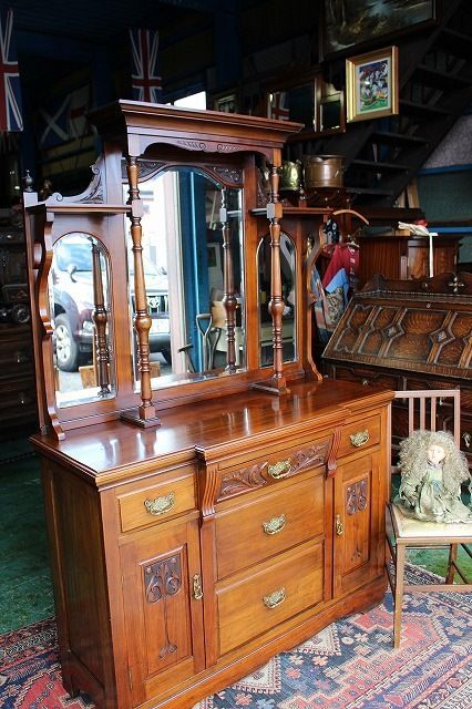 アンティーク家具 英国製 ミラーバック サイドボード