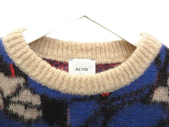 アリジ ALYSI モヘア ニット S モヘヤ ベージュ ブルー レッド プル  
