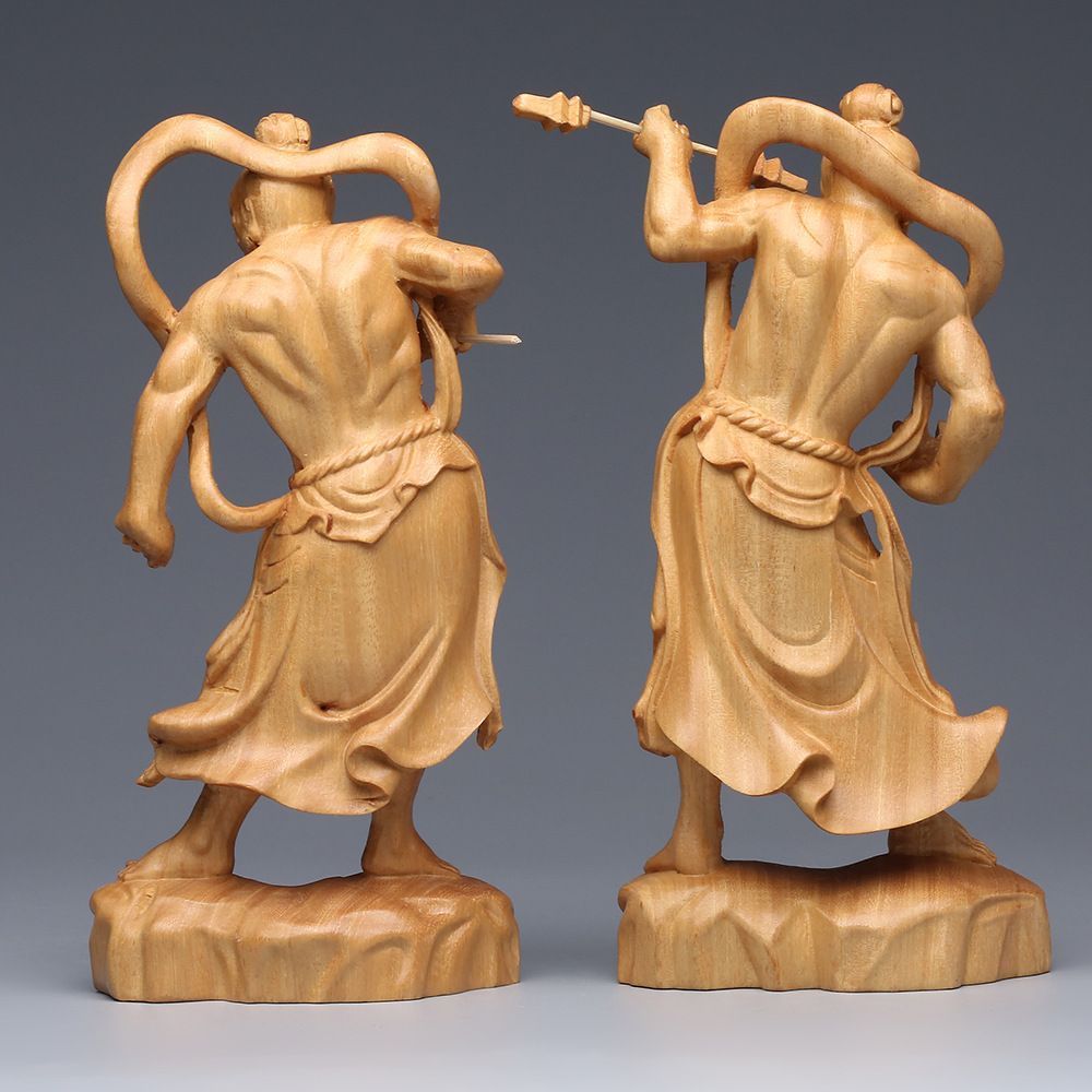 新品 仏教美術 金剛力士像(阿形 吽形)仁王像 極上品 檜木 彫刻 新品 仏教美術 金剛力士像(阿形 吽形)仁王像 極上品 檜木 彫刻