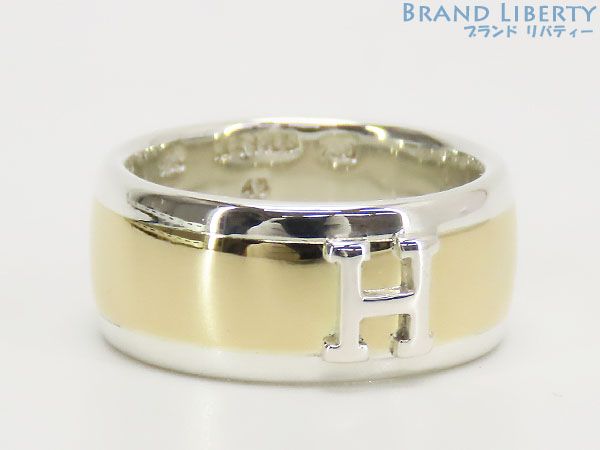 新品仕上げ】エルメス HERMES Hロゴ コンビ リング 指輪 #48