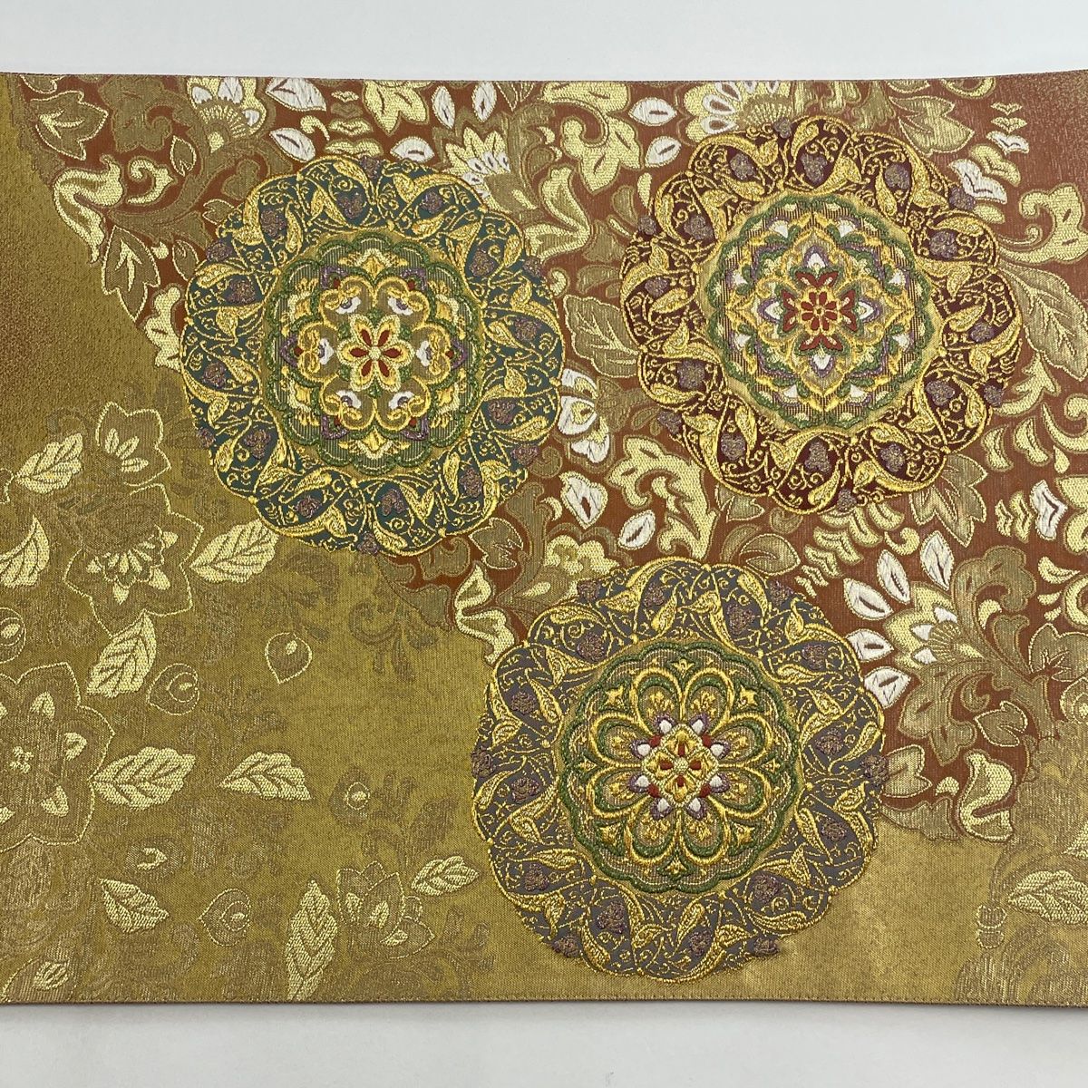 袋帯 美品 秀品 華文 草花 金糸 箔 金色 六通 正絹 【中古
