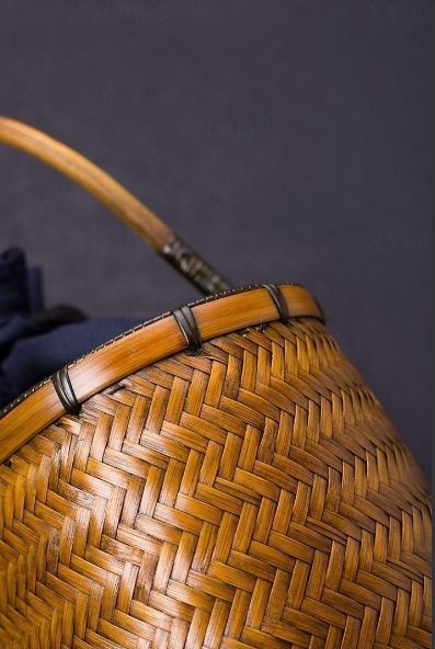 竹細工 茶道収納バッグ竹編バッグ ハンドバッグ 古風便攜 手作工芸品