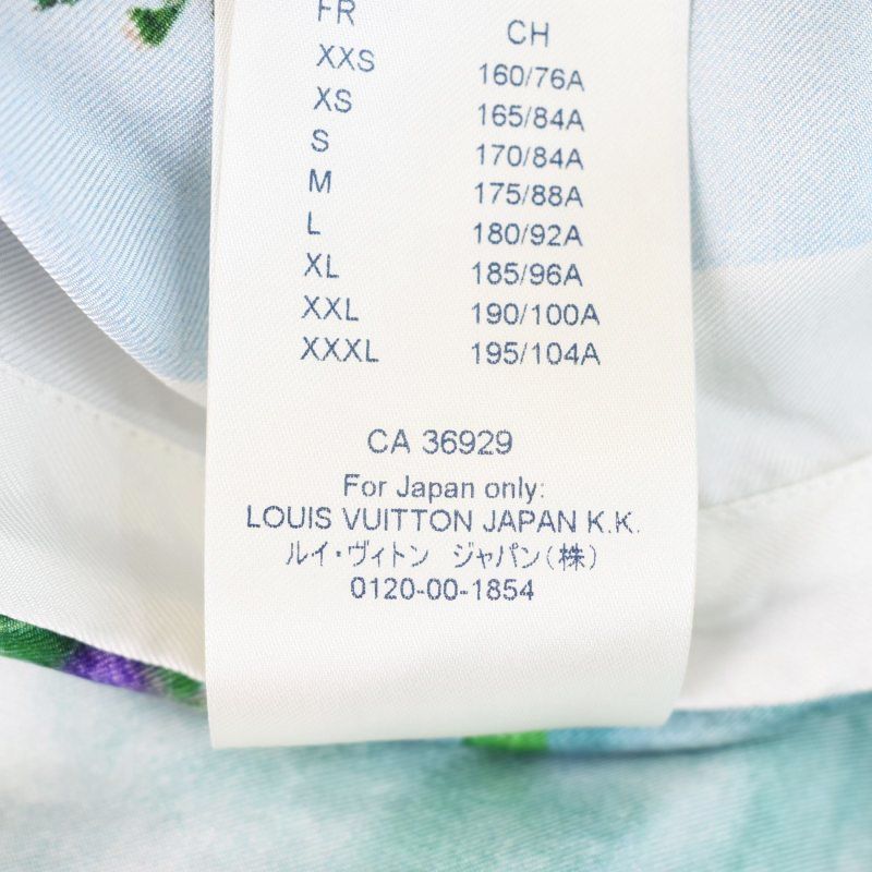 ルイヴィトン LOUIS VUITTON 20SS ヴァージルアブロー プリンテッドフラワー シャツ 長袖 花柄 ひまわり シルク L 水色  ライトブルー RM201 TXI HIS96W