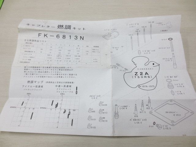 Z2A 750RS 1974-1975 FK-6813N キャブレター リペアキット キースター KEYSTER 燃調キット 欠品 訳あり 部品取り