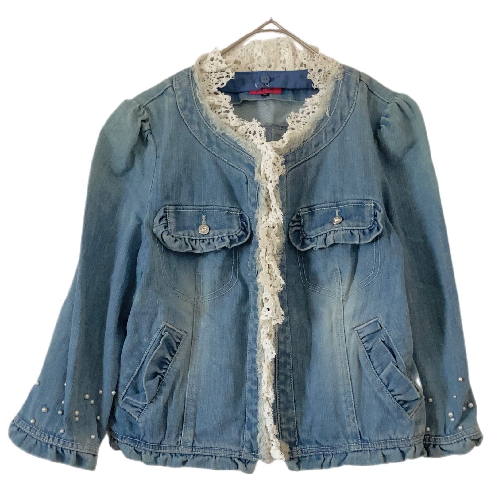 z1401 TO BE CHIC トゥービーシック パール付きデニムジャケット