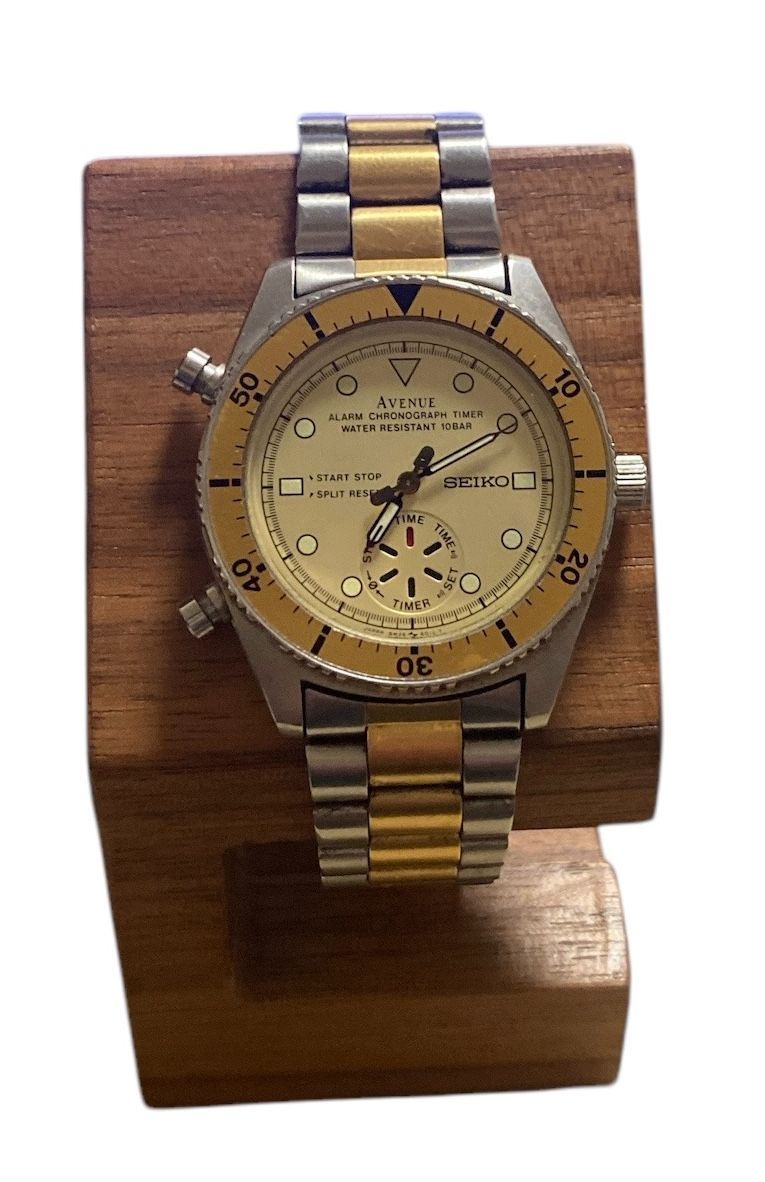 SEIKO セイコー AVENUE アベニュー 8M26-600A SS・GP アラーム クロノ