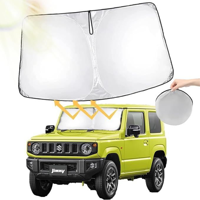 【ジムニー サンシェード】oricarmes スズキ ジムニー jb64 フロントガラス ジムニー専用 サンシェード 遮光断熱 日よけ 車中泊 収納袋付 2018～現行 新型ジムニー用サンシェード ジムニー jb64 ア