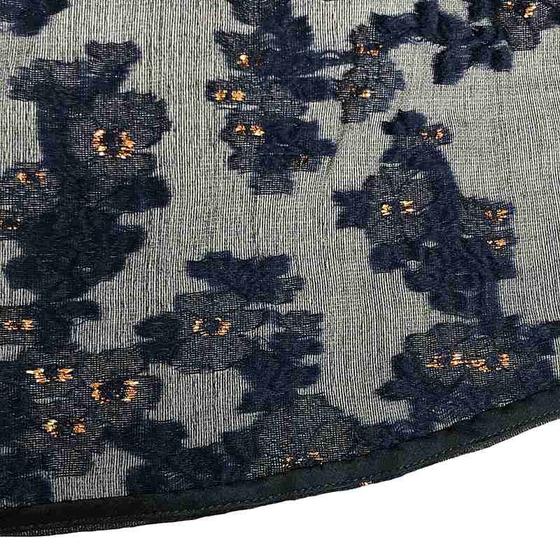 【美品】  BLAMINK / ブラミンク | フラワー ジャガード シアー ブラウス | 36 | ブラック/ネイビー | レディース 美品】 BLAMINK / ブラミンク | フラワー ジャガード シアー ブラウス