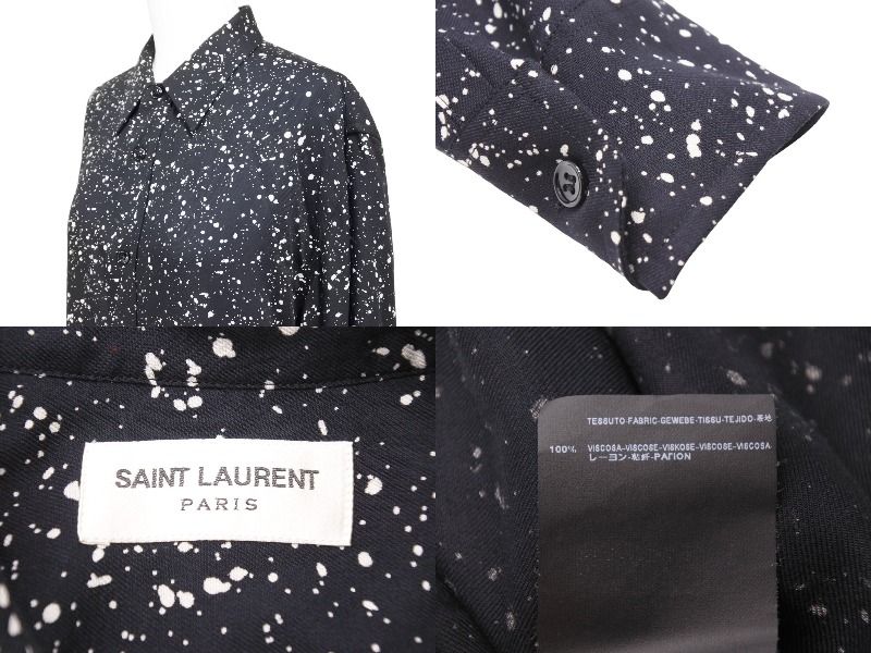 極美品 SAINT LAURENT サンローラン 長袖シャツ 395263 スプラッター