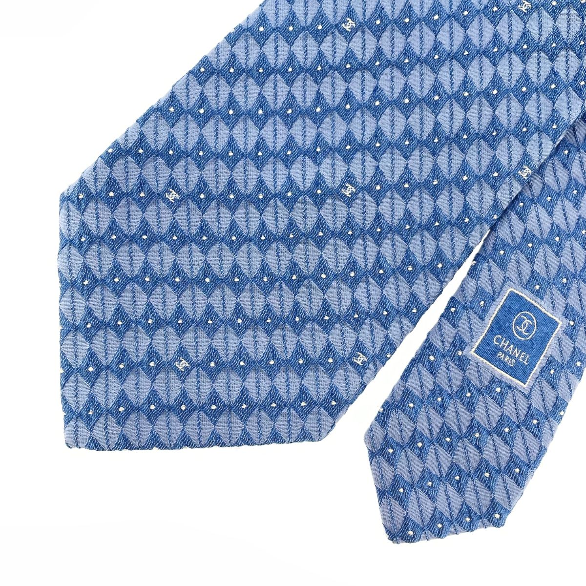 良好 CHANEL シャネル ネクタイ 06A ブルー シルク100％ メンズ