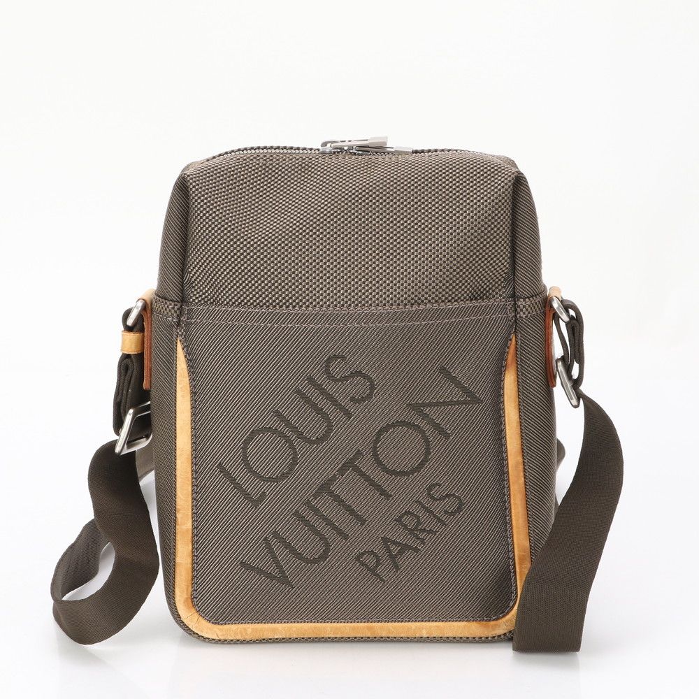 Louis Vuittonブラック レザー ショルダーバッグ ダミエ LOUIS VUITTON ルイヴィトン ダミエジェアン シタダンNM