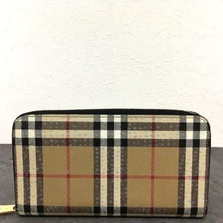 送料込み BURBERRY ジップウォレット チェック柄 600