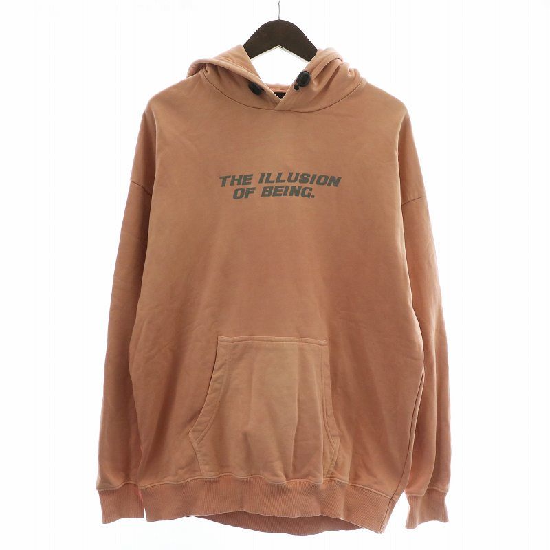 ディーゼル DIESEL Hoodie with reflective print パーカー スウェット 長袖 プルオーバー ロゴ プリント S ピンク |XZ GY12