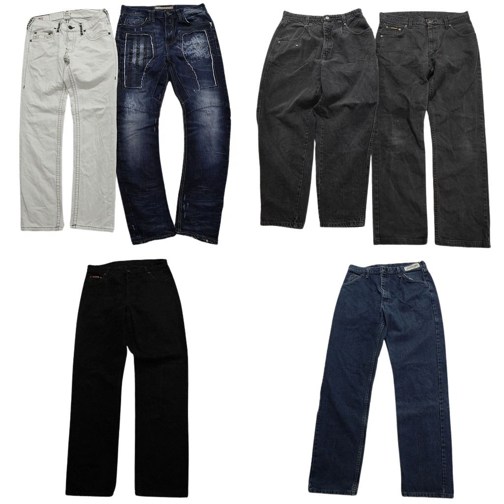 古着卸 デニム パンツ 6枚セット メンズ W32 |W33 |W34 インディゴブルー ブラック アメカジ スタッズ 古着 NA7148
