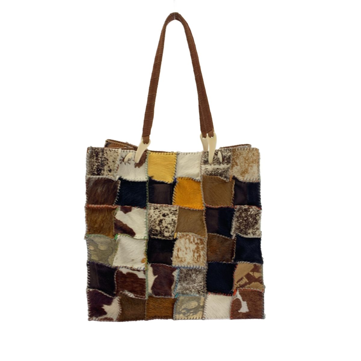 JAMIN PUECH ジャマンピエッシュ ハラコ レザー パッチワーク ショルダーバッグ マルチ レディース