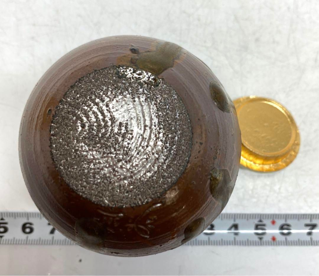 丹波焼 尾中信水 市野信水 茶入 共箱 直径5.5㎝ 東山6-0116①