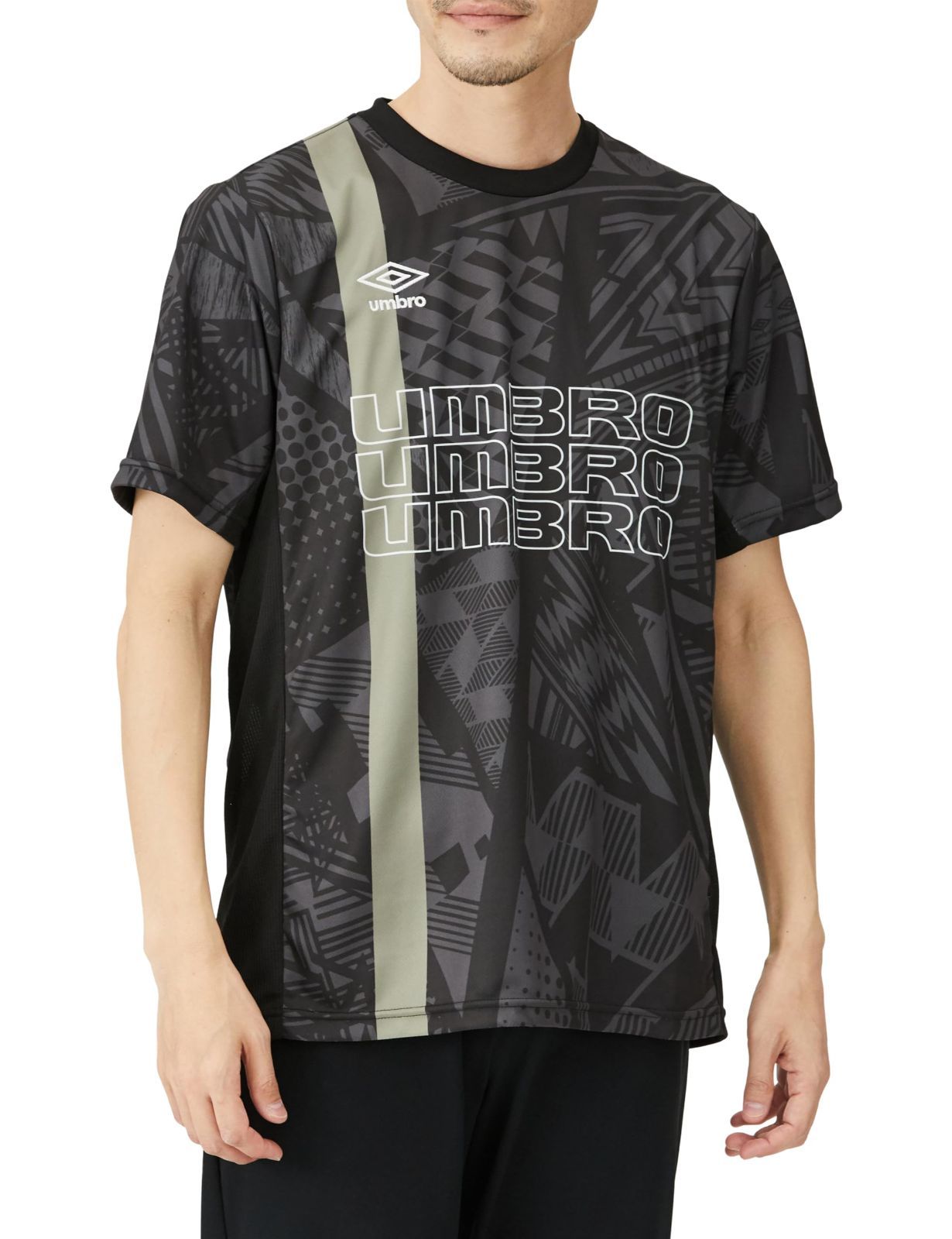 LL_ブラック [アンブロ] Tシャツ 【THE THIRD】 グラフィック半袖プラクティスシャツ 吸汗，ストレッチ BLK O
